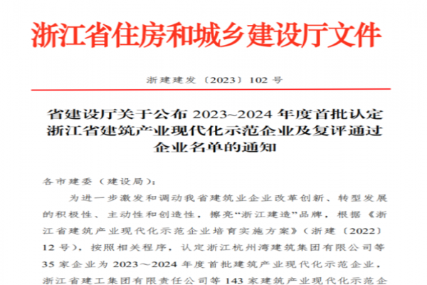 麗水建設(shè)丨我市7家建筑企業(yè)獲評省級建筑產(chǎn)業(yè)現(xiàn)代化示范企業(yè)榮譽
